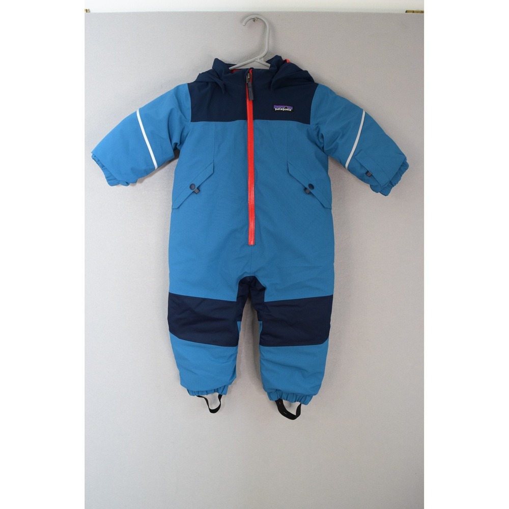 Patagonia Snow Pile Snowsuit 6-12M Blue Hooded Bunting Baby One Piece